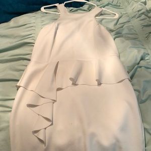 White Sleeveless Peplum Ruffle Dress